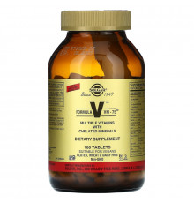 Solgar, Formula V, VM-75, мультивитамины с хелатными минералами, 180 таблеток