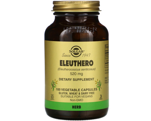 Solgar, Eleuthero, 520mg, 100 Veg Caps Solgar, Eleuthero, 520mg, 100 Veg Caps