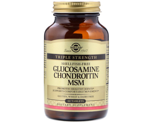 Solgar, Glucosamine Chondroitin MSM, Triple Strength, 60 Tablets Solgar, Glucosamine Chondroitin MSM, Triple Strength, 60 Tablets