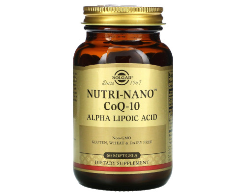 Solgar, Альфа-липоевая кислота Nutri-Nano CoQ-10, 60 мягких таблеток Solgar, Альфа-липоевая кислота Nutri-Nano CoQ-10, 60 мягких таблеток