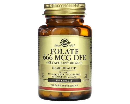 Solgar, Folate, 666 MCG DFE , 100 Tablets Solgar, Folate, 666 MCG DFE , 100 Tablets