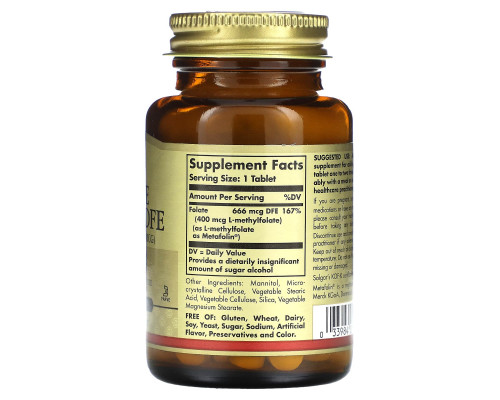 Solgar, Folate, 666 MCG DFE , 100 Tablets Solgar, Folate, 666 MCG DFE , 100 Tablets