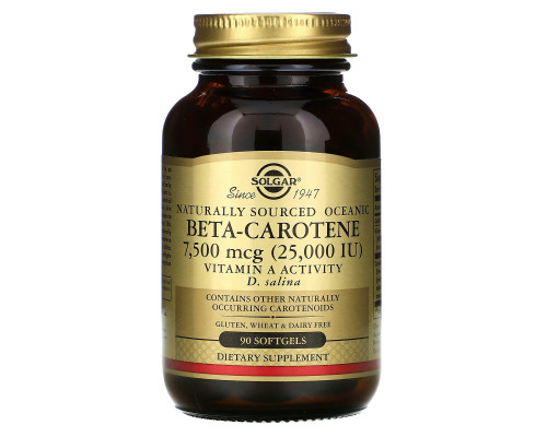 Solgar, Бета-каротин (Beta-Carotene), 25 000 МЕ, 90 мягких таблеток Solgar, Бета-каротин (Beta-Carotene), 25 000 МЕ, 90 мягких таблеток