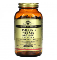 Solgar, Omega-3, EPA & DHA, Double Strength , 700 mg, 120 Softgels
