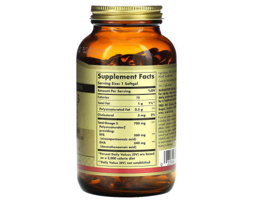 Solgar, Omega-3, EPA & DHA, Double Strength , 700 mg, 120 Softgels Solgar, Omega-3, EPA & DHA, Double Strength , 700 mg, 120 Softgels