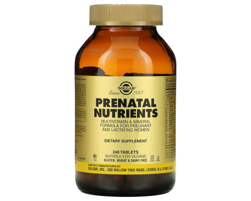 Solgar, Prenatal Nutrients, мультивитамины и мультиминералы, 240 таблеток Solgar, Prenatal Nutrients, мультивитамины и мультиминералы, 240 таблеток