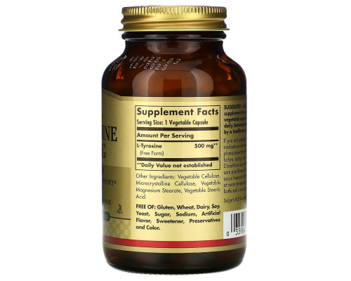 Solgar, L-Tyrosine, 500mg, 100 Veg Caps Solgar, L-Tyrosine, 500mg, 100 Veg Caps