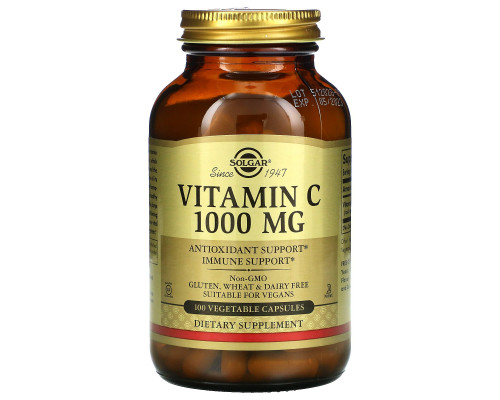 Solgar, Vitamin C, 1000 mg, 100 Vegetable Capsules Solgar, Vitamin C, 1000 mg, 100 Vegetable Capsules