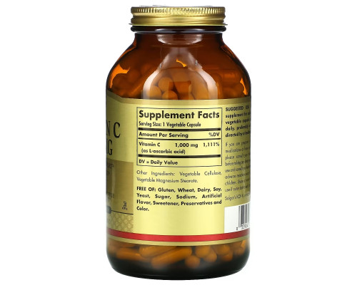 Solgar, Vitamin C, 1,000 mg, 250 Vegetable Capsules Solgar, Vitamin C, 1,000 mg, 250 Vegetable Capsules