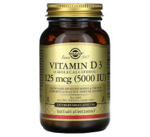 Solgar, Витамин D3 (Cholecalciferol), 5000 МЕ, 120 вегетарианских капсул