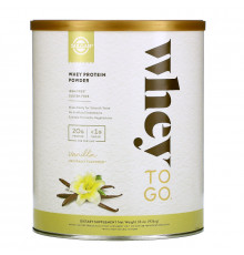 Solgar, Whey To Go, порошок сывороточного белка, натуральный ванильный вкус, 32 унц. (907 г)