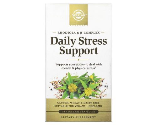 Solgar, Rhodiola & B-Complex, Daily Stress Support, 30 Vegetable Capsules Solgar, Rhodiola & B-Complex, Daily Stress Support, 30 Vegetable Capsules