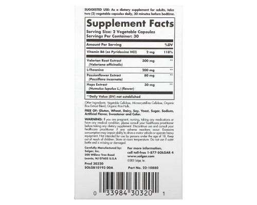 Solgar, Sleep & Stress Support, 60 Vegetable Capsules Solgar, Sleep & Stress Support, 60 Vegetable Capsules