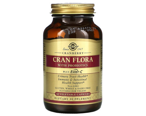 Solgar, Cran Flora, с пробиотиками, 60 вегетарианских капсул Solgar, Cran Flora, с пробиотиками, 60 вегетарианских капсул