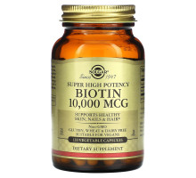 Solgar, Биотин (Biotin), высокоэффективный, 10 000 мкг, 120 растительных капсул