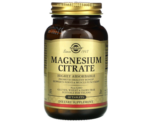 Solgar, Magnesium Citrate, 60 Tablets Solgar, Magnesium Citrate, 60 Tablets