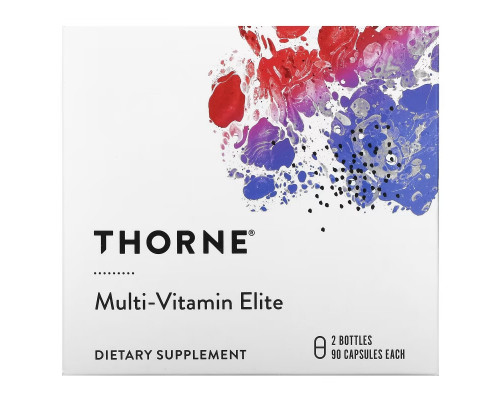 Thorne, Multi-Vitamin Elite, мультивитамины для приема утром и вечером, 2 флакона, по 90 капсул Thorne, Multi-Vitamin Elite, мультивитамины для приема утром и вечером, 2 флакона, по 90 капсул