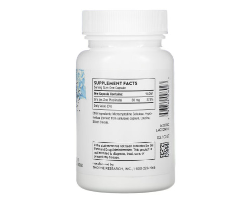 Thorne Research, Zinc Picolinate, 30 mg, 60 Capsules Thorne Research, Zinc Picolinate, 30 mg, 60 Capsules