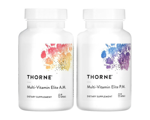 Thorne, Multi-Vitamin Elite, A.M. & P.M., 2 Bottles, 90 Capsules Each Thorne, Multi-Vitamin Elite, A.M. & P.M., 2 Bottles, 90 Capsules Each