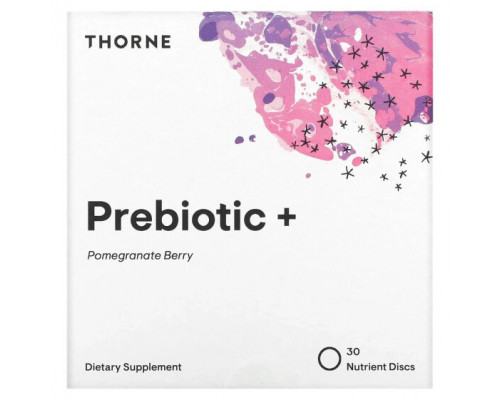 Для пищеварительной системы Thorne, Prebiotic+, пребиотики, гранат и ягоды, 30 растворимых дисков с питательными веществами Для пищеварительной системы Thorne, Prebiotic+, пребиотики, гранат и ягоды, 30 растворимых дисков с питательными веществами