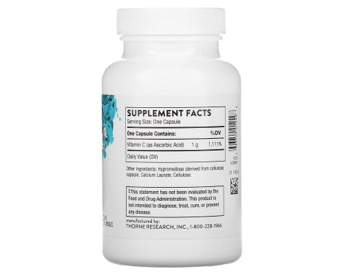 Thorne, Ascorbic Acid, Vitamin C, 60 Capsules