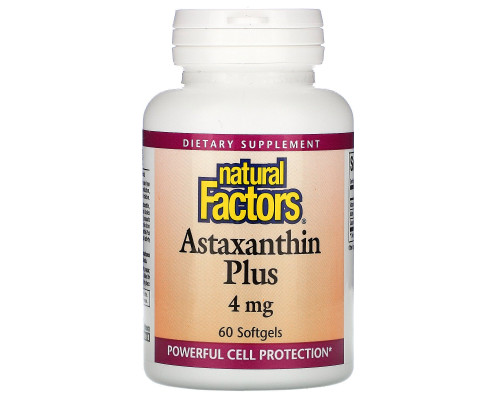 Natural Factors, Astaxanthin Plus, 4 mg, 60 Softgels Natural Factors, Astaxanthin Plus, 4 mg, 60 Softgels