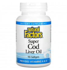 Natural Factors, Супер масло печени трески, 90 капсул