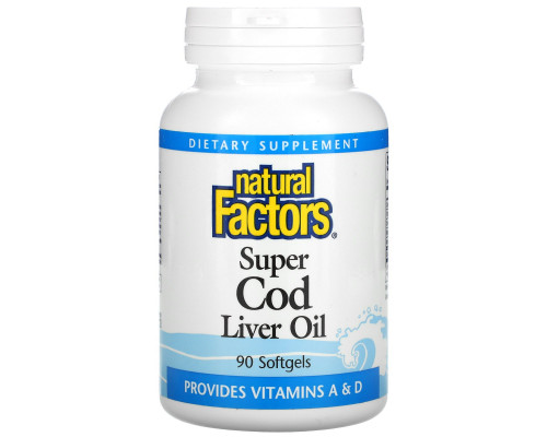 Natural Factors, Супер масло печени трески, 90 капсул Natural Factors, Супер масло печени трески, 90 капсул