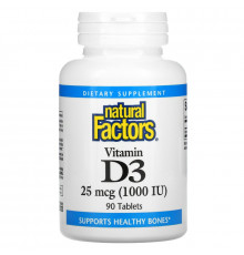 Natural Factors, Витамин D3, 1000 МЕ, 90 таблеток