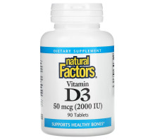 Natural Factors, Vitamin D3, 50 mcg (2,000 IU), 90 Tablets