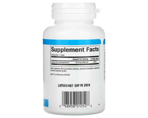 Natural Factors, Vitamin D3, 50 mcg (2,000 IU), 90 Tablets Natural Factors, Vitamin D3, 50 mcg (2,000 IU), 90 Tablets