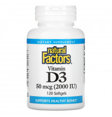 Natural Factors, Витамин D3, 2,000 МЕ, 120 гелевых капсул