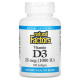 Natural Factors, Vitamin D3, 25 mcg (1,000 IU), 180 Softgels