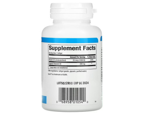 Natural Factors, Vitamin D3, 25 mcg (1,000 IU), 180 Softgels Natural Factors, Vitamin D3, 25 mcg (1,000 IU), 180 Softgels