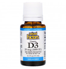 Natural Factors, Капли с витамином D3, 1000 МЕ, 0,5 жидкой унции (15 мл)