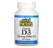 Natural Factors, Vitamin D3, 125 mcg (5,000 IU), 240 Softgels