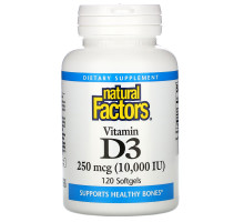 Natural Factors, Vitamin D3, 250 mcg (10,000 IU), 120 Softgels