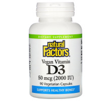 Natural Factors, Vegan Vitamin D3, 50 mcg (2,000 IU), 90 Vegetarian Capsules