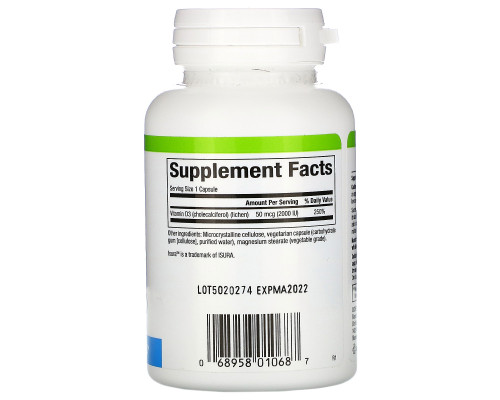 Natural Factors, Vegan Vitamin D3, 50 mcg (2,000 IU), 90 Vegetarian Capsules Natural Factors, Vegan Vitamin D3, 50 mcg (2,000 IU), 90 Vegetarian Capsules