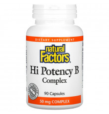Natural Factors, КВысокоэффективный комплекс витамина B, 90 капсул