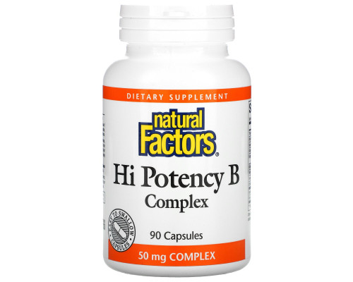Natural Factors, КВысокоэффективный комплекс витамина B, 90 капсул Natural Factors, КВысокоэффективный комплекс витамина B, 90 капсул