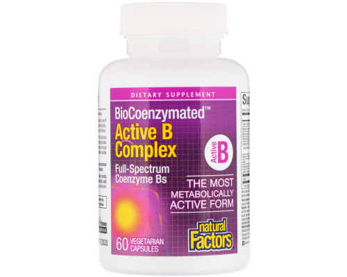 Natural Factors, BioCoenzymated, Active B Complex, 60 Vegetarian Capsules Natural Factors, BioCoenzymated, Active B Complex, 60 Vegetarian Capsules