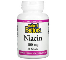 Natural Factors, Ниацин, 100 мг, 90 таблеток