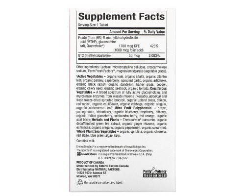 Natural Factors, BioCoenzymated, фолат и B12, метилфолат, 1000 мкг, 60 быстро рассасывающихся таблеток Natural Factors, BioCoenzymated, фолат и B12, метилфолат, 1000 мкг, 60 быстро рассасывающихся таблеток