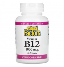 Natural Factors, Vitamin B12, 1,000 mcg, 60 Tablets