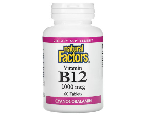 Natural Factors, Vitamin B12, 1,000 mcg, 60 Tablets Natural Factors, Vitamin B12, 1,000 mcg, 60 Tablets