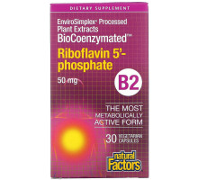 Natural Factors, BioCoenzymated, B2, рибофлавин 5'-фосфат, 50 мг, 30 вегетарианских капсул