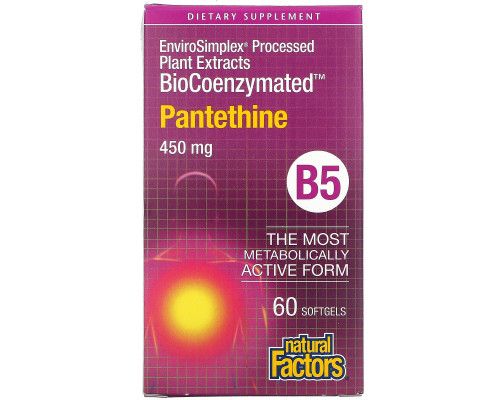 Natural Factors, BioCoenzymated, Pantethine, 450 mg, 60 Softgels