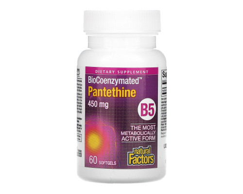Natural Factors, BioCoenzymated, Pantethine, 450 mg, 60 Softgels
