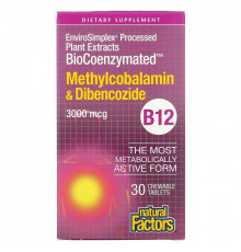 Natural Factors, BioCoenzymated, Methylcobalamin & Dibencozide, 3,000 mcg, 30 Chewable Tablets